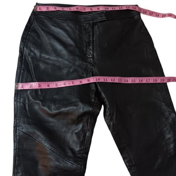 VINTAGE MARGARET GODFREY Moto Leather Pants FLAWED Read Description Size 6 Black - Picture 4 of 10